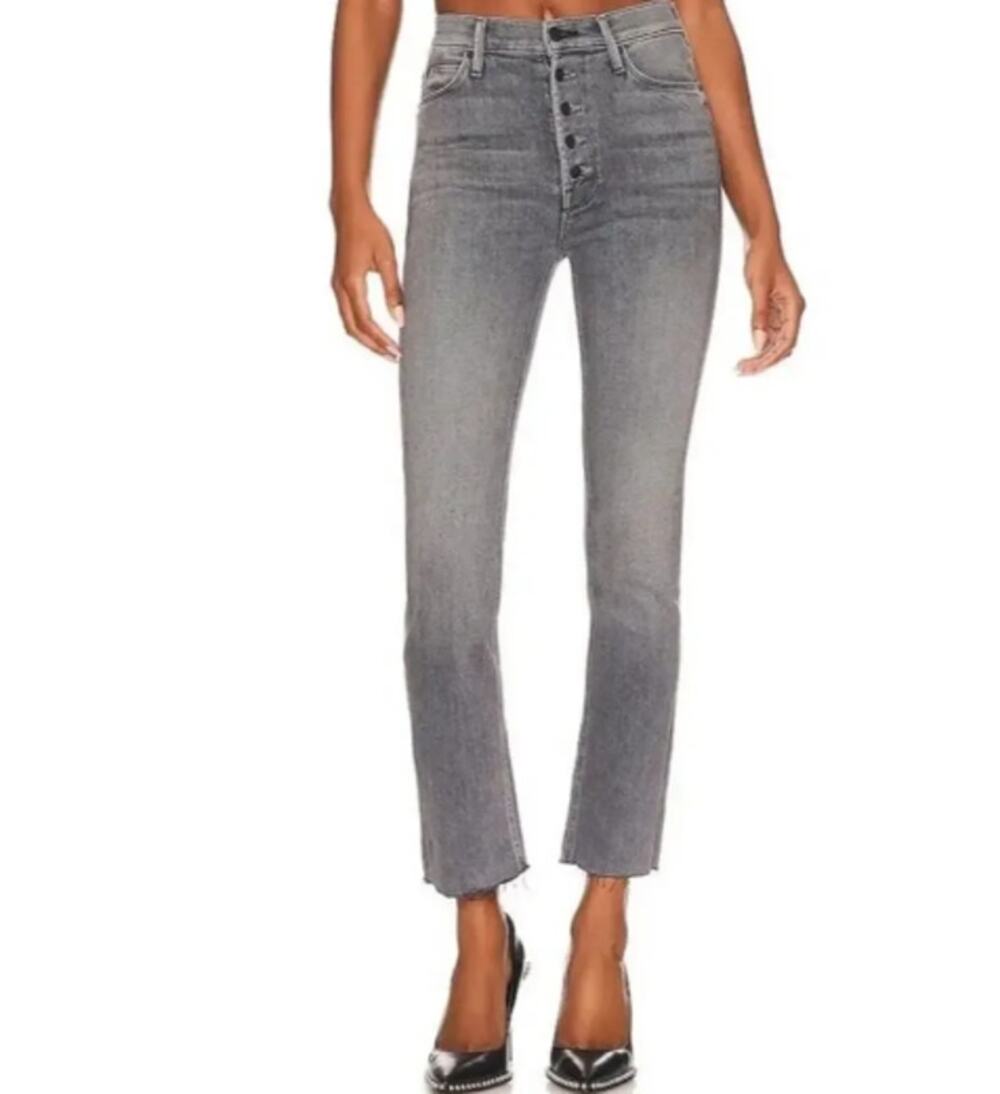 Mother The Pixie Dazzler Ankle Fray Sz 30 Button Fly Digging up Dirt Grey